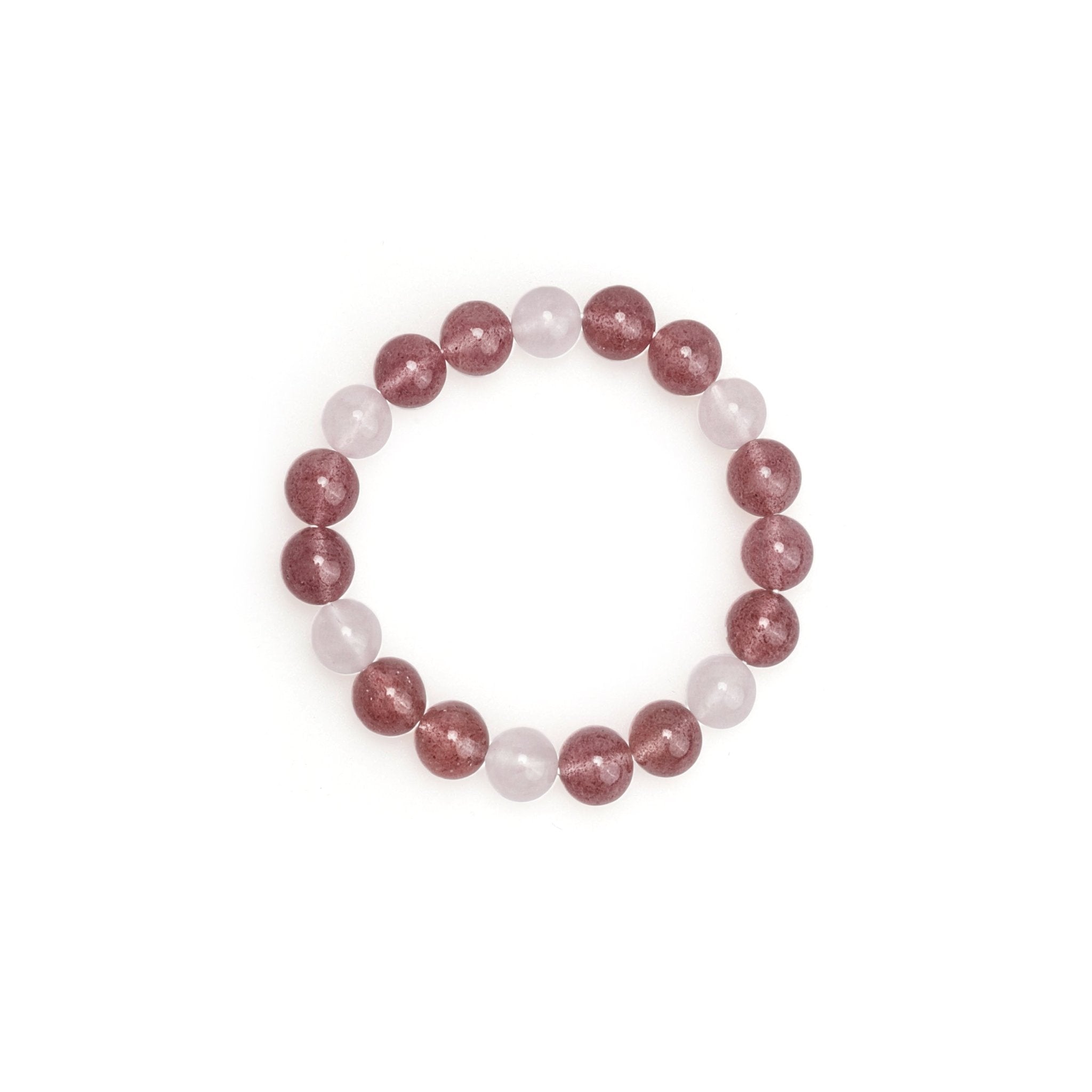 Beaded love bracelet circular layout with pale pink and clear round stones