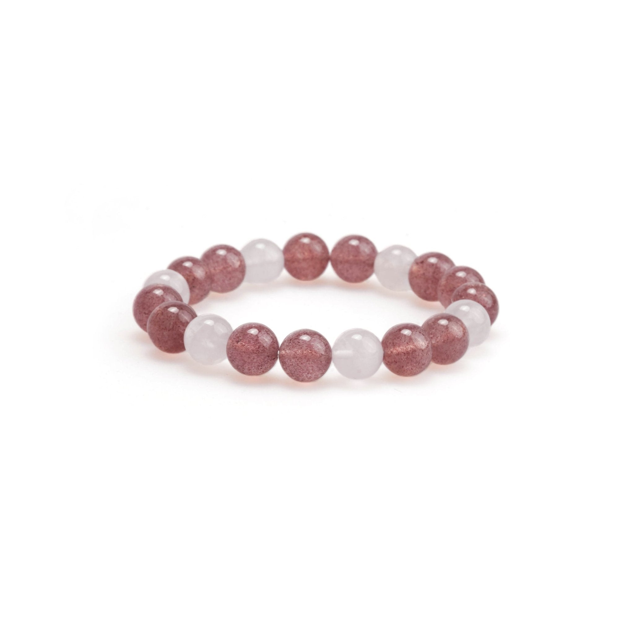 Beaded love bracelet with pale pink and clear round stones