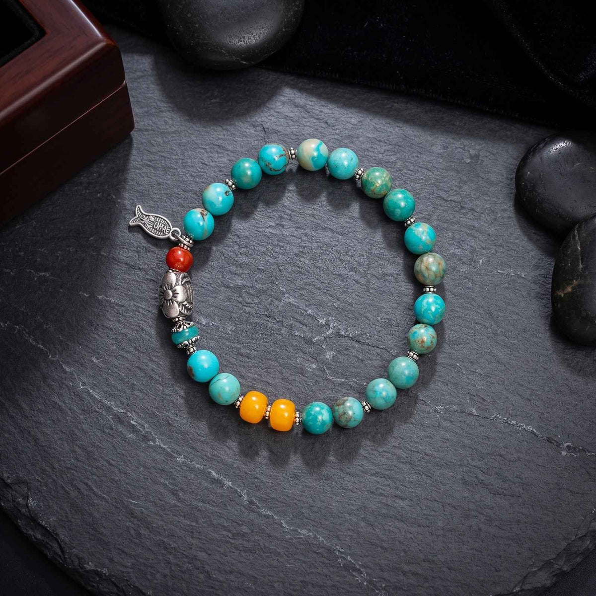 Mountain Blessings · Turquoise & Amber Bracelet
