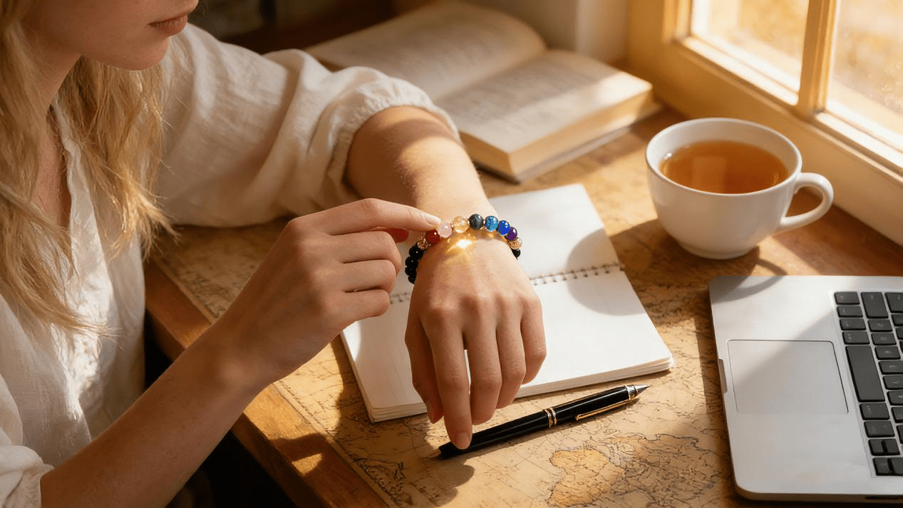 Crystal bracelet guide for burnout and emotional balance