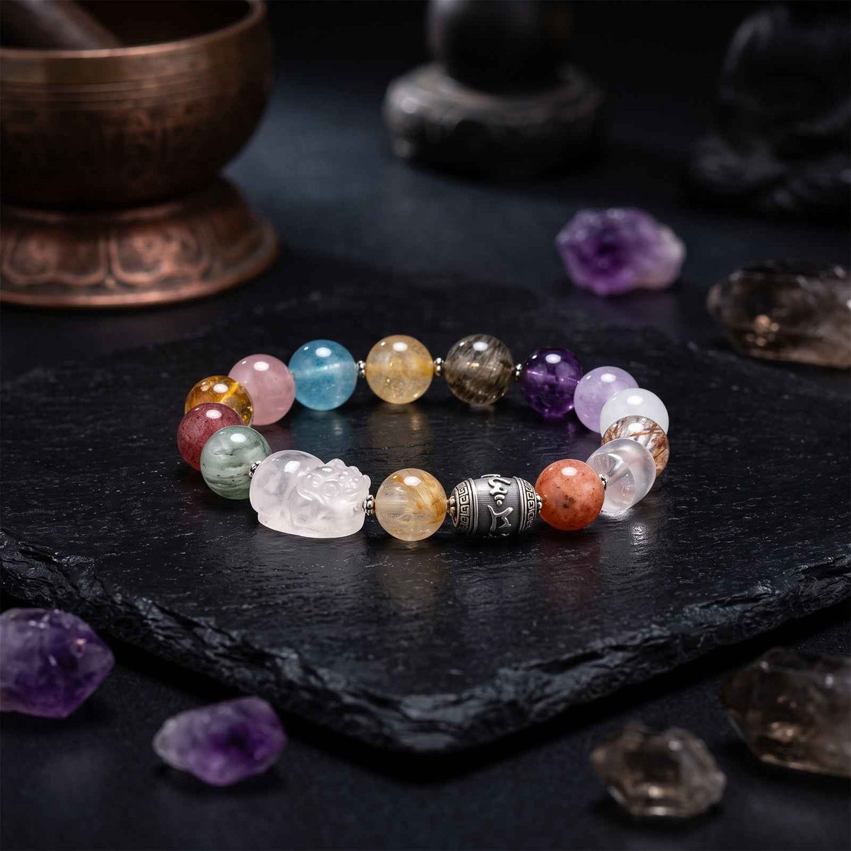Multi-Gem Harmony · Six-Syllable Mantra Crystal Bracelet