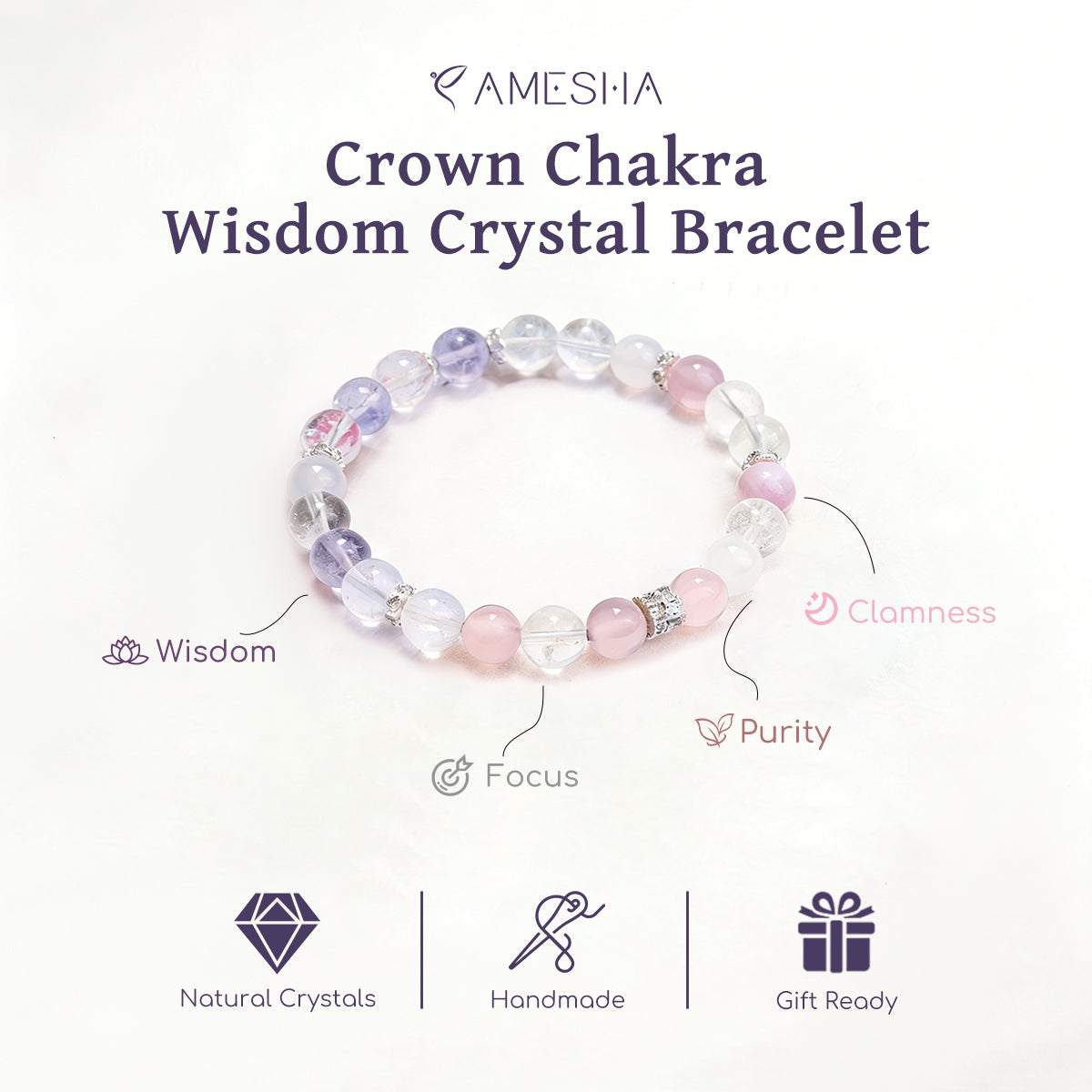 Crown Chakra Wisdom Crystal Bracelet