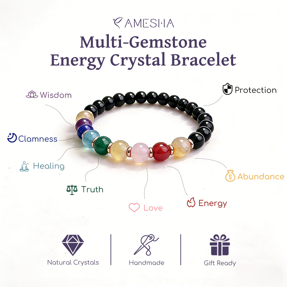 Multi-Gemstone Energy Crystal Bracelet