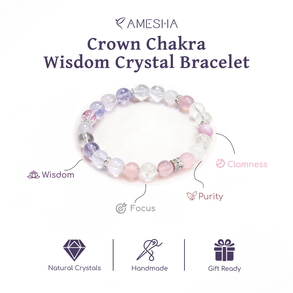 Crown Chakra Wisdom Crystal Bracelet