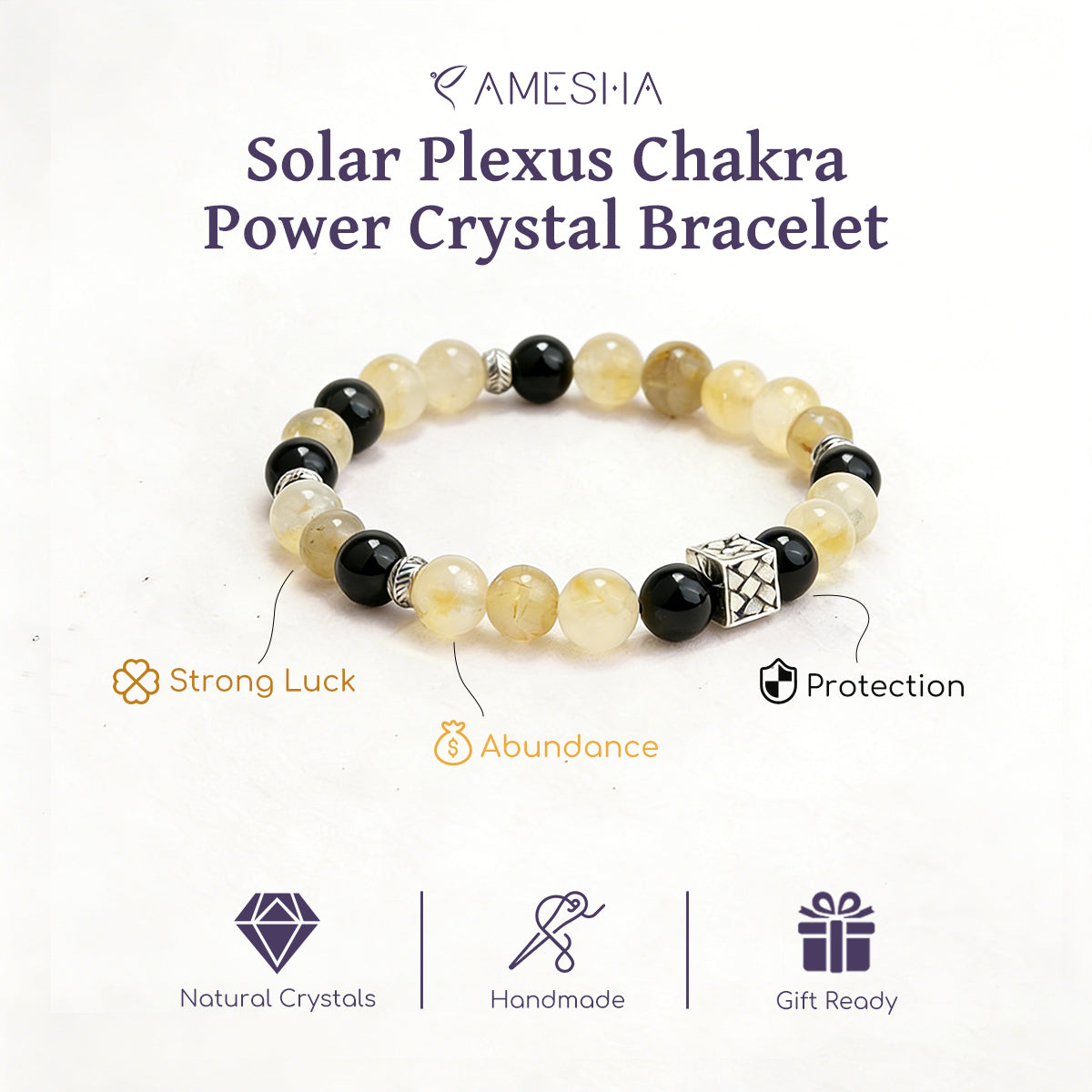 Solar Plexus Chakra Power Crystal Bracelet