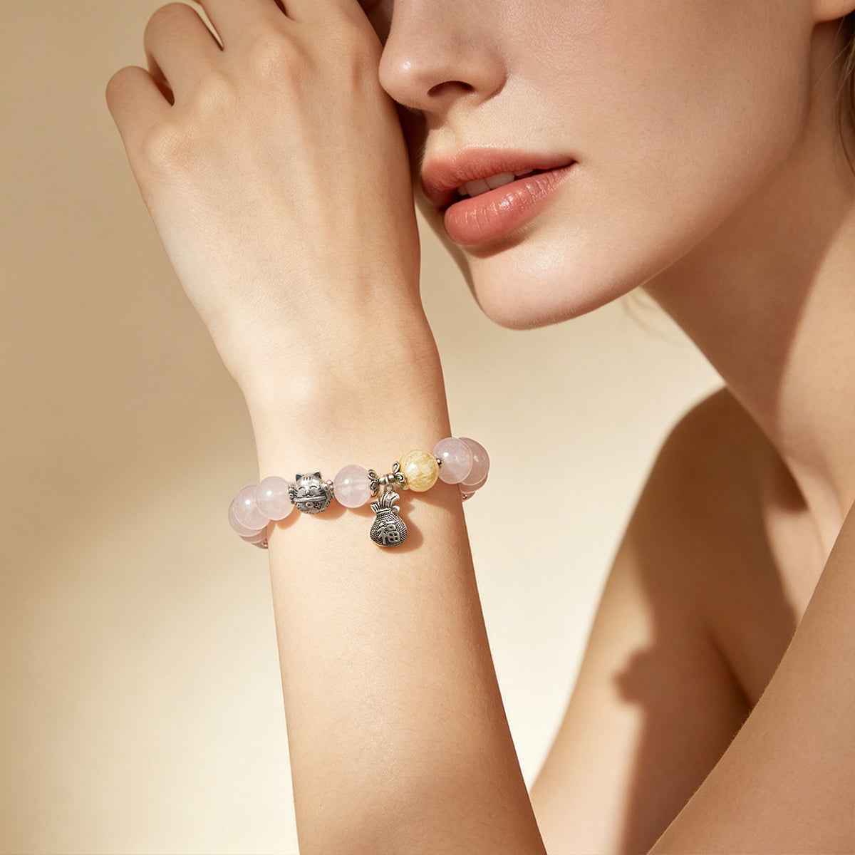Manifest Love・Rose Quartz Silver Bracelet