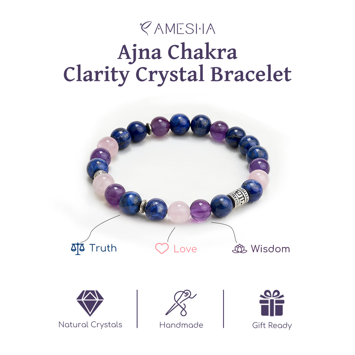 Ajna Chakra Clarity Crystal Bracelet