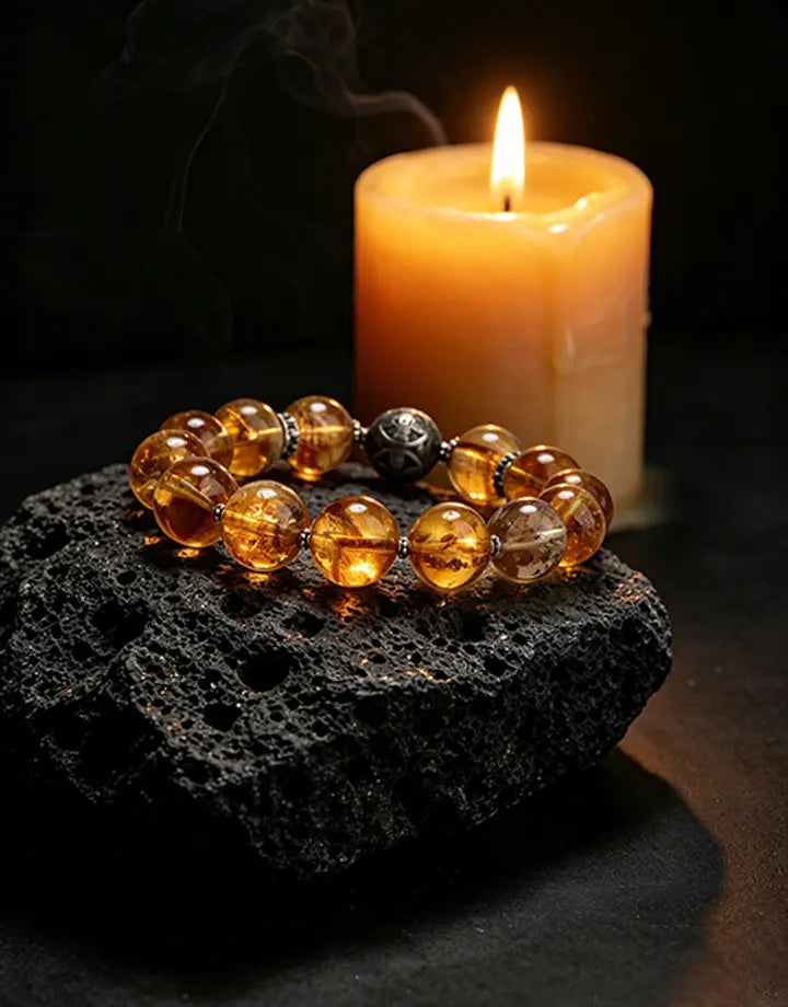 Handcrafted golden citrine crystal bead bracelet for spiritual healing and abundance manifestation