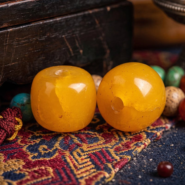 Golden Amber Beads Macro
