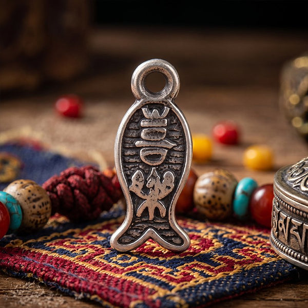 Hand-Carved S925 Silver Sacred Fish Charm
