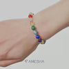 Detailed showcase of Amesha Energy 7 Chakra Balancing Crystal Bracelet for spiritual healing and energy alignment